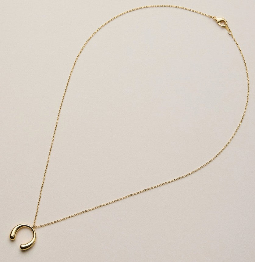 Bubble Horseshoe 18KT Gold Dipped Pendant Necklace