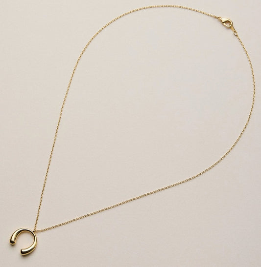 Bubble Horseshoe 18KT Gold Dipped Pendant Necklace