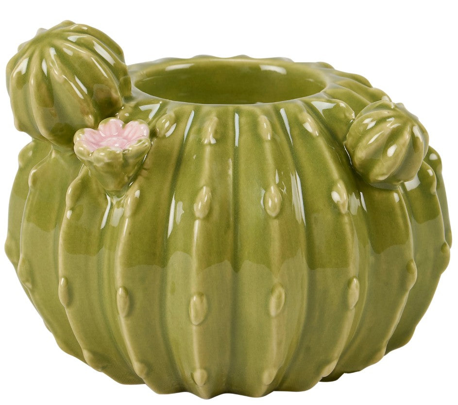 Ceramic Barrel Cactus Candle Holder