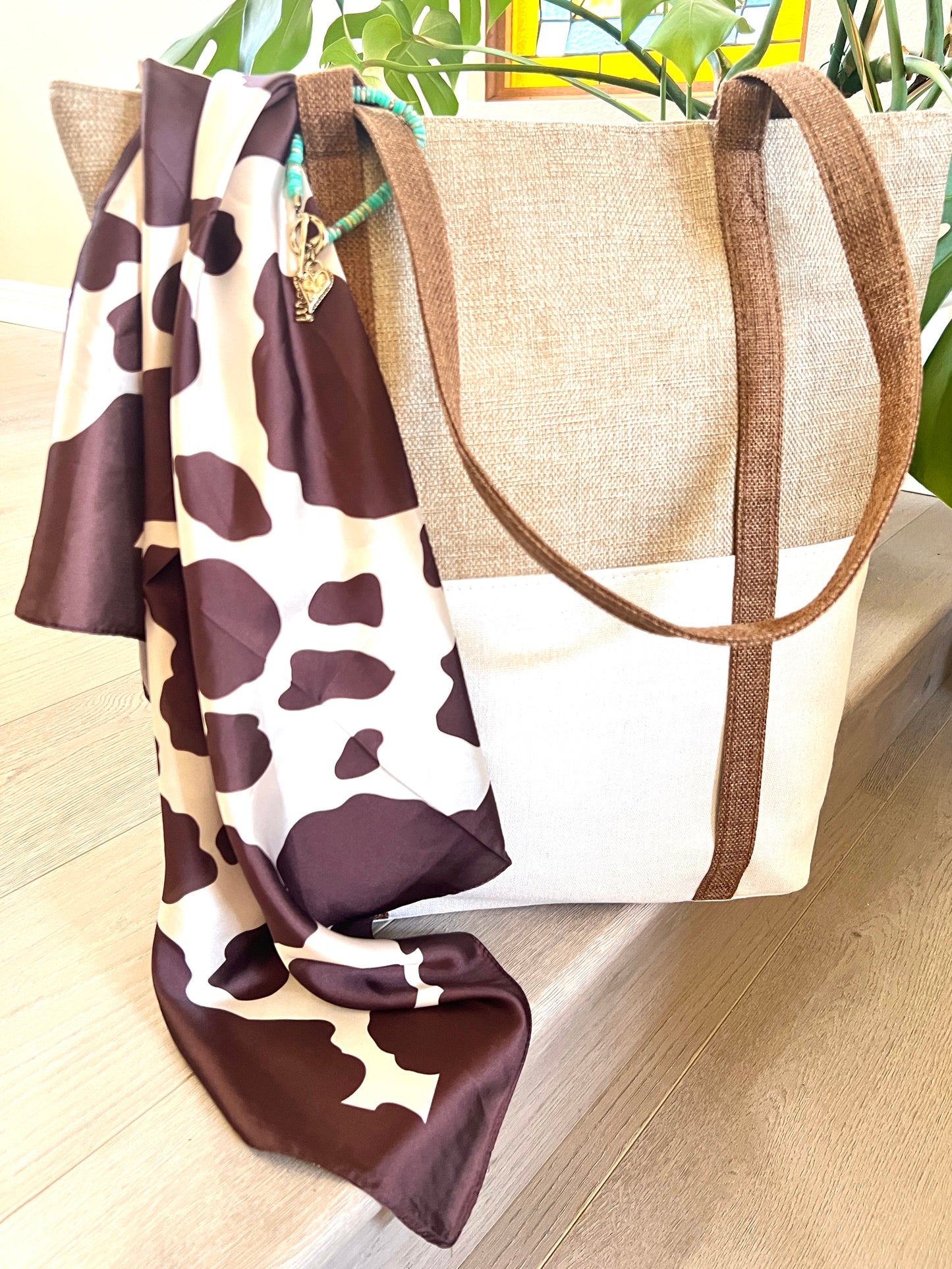 Large Two Tone Hat Carrier Canvas Tote Bag