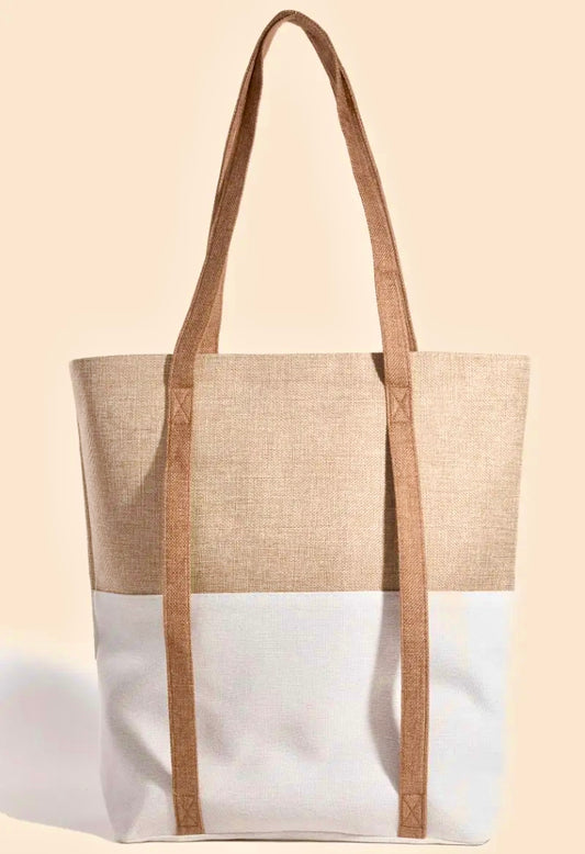 Large Two Tone Hat Carrier Canvas Tote Bag