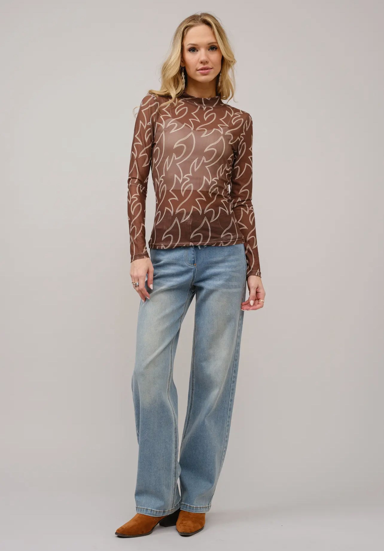 Boot Stitch Mesh Fitted Top