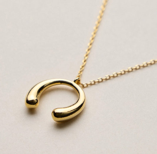 Bubble Horseshoe 18KT Gold Dipped Pendant Necklace