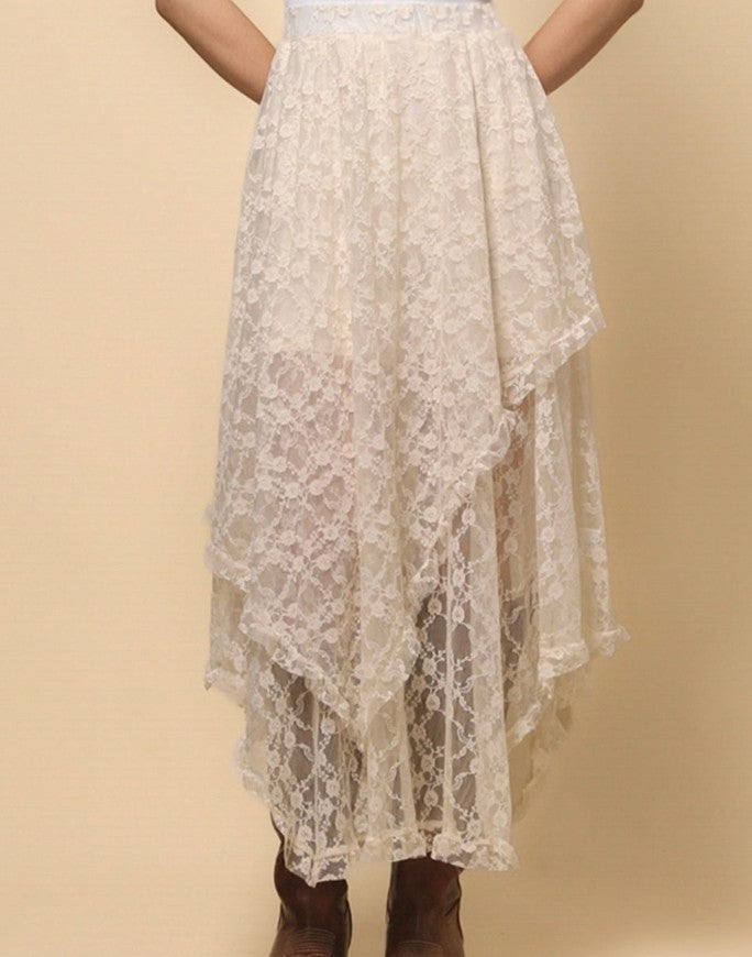 Multi-layered Lace Midi Skirt