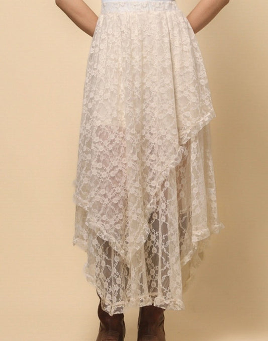 Multi-layered Lace Midi Skirt