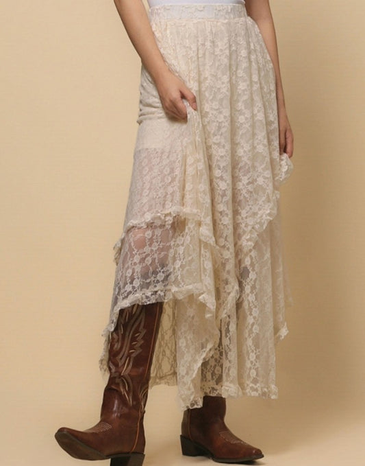 Multi-layered Lace Midi Skirt