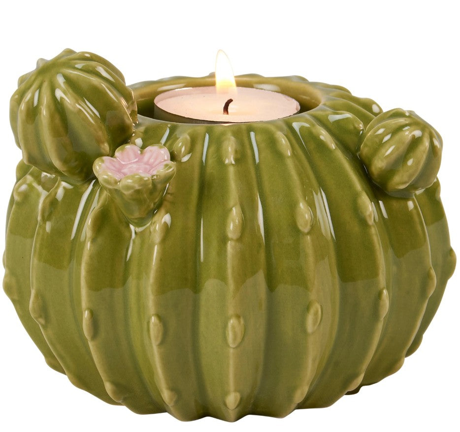 Ceramic Barrel Cactus Candle Holder